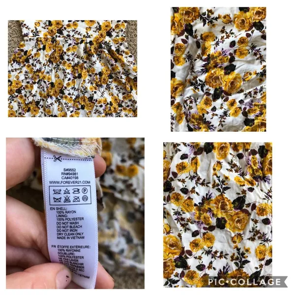 Forever 21 sunflower Floral dress Sz M - Image 13