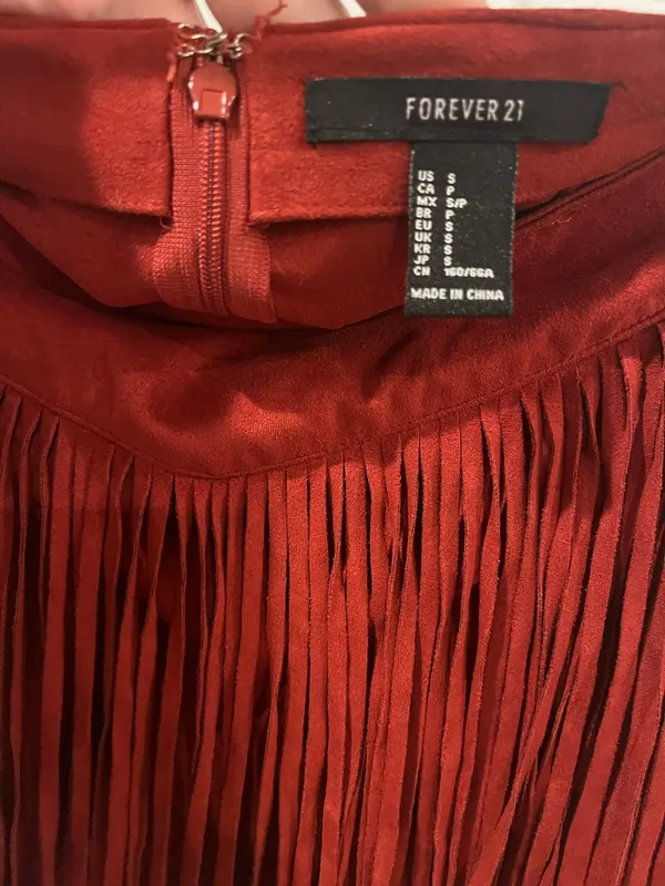 Forever 21 Fringe Front Mini Skirt Size Small - Image 2