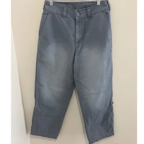 Free People Cleo Washed Chino‎ Pants Gray Roll Tab Hem Size 6 Small - Image 4