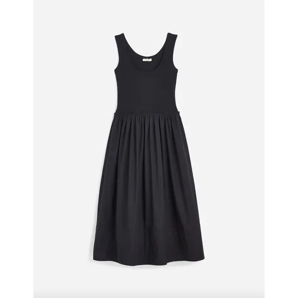 Madewell Mixed Poplin Scoopneck Maxi Dress Cotton A Line Minimalist Black M NWT - Image 6