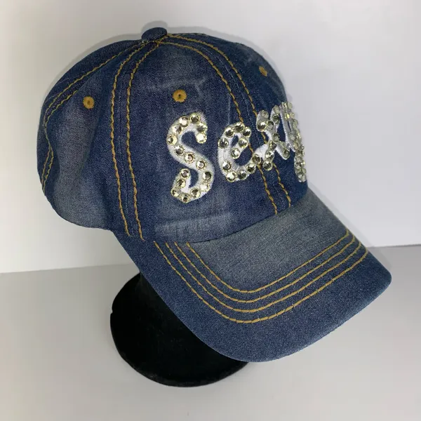 Hat Republic Sexy blue Denim Fashion Baseball Cap Rhinestone Women’s Sport Hat - Image 6