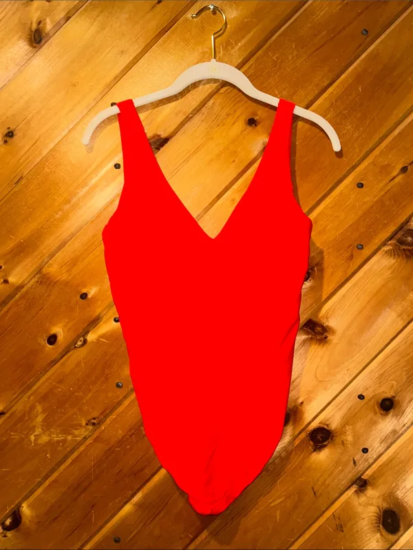 Aerie SMOOTHEZ plunge bright red bodysuit - Image 2