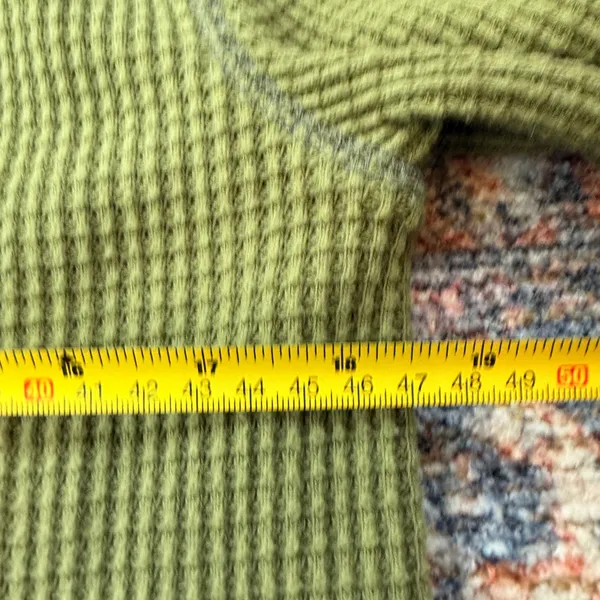 Madewell Womens Olive Green Waffle Knit Notch Neck Thermal Top Size Medium - Image 6