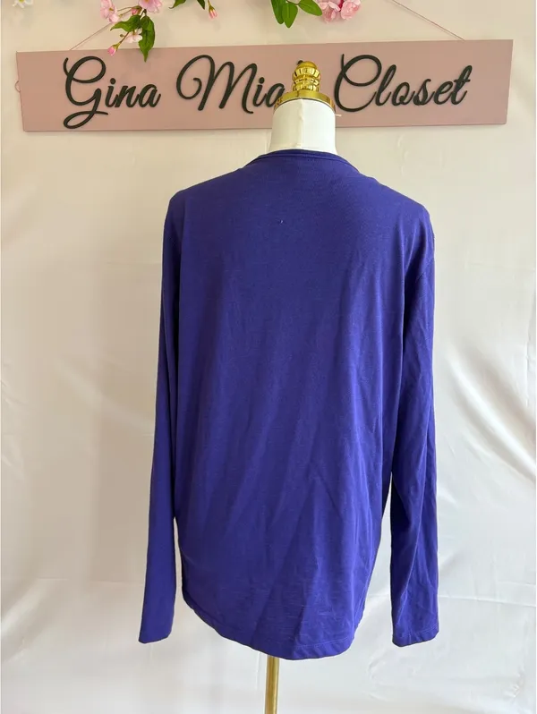 Michael Kors Medium Purple Long Sleeve Crew Neck Shirt - Image 2