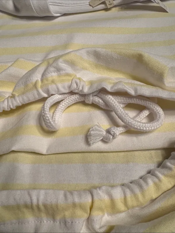 Madewell women’s The Perfect Tie-Waist Tee Jersey yellow white stripe Size L NWT - Image 7