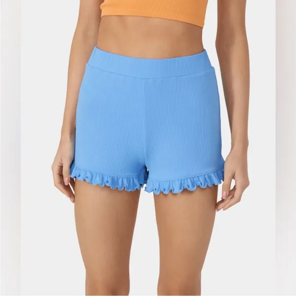 Halara medium blue ribbed ruffle Shorts - Image 2