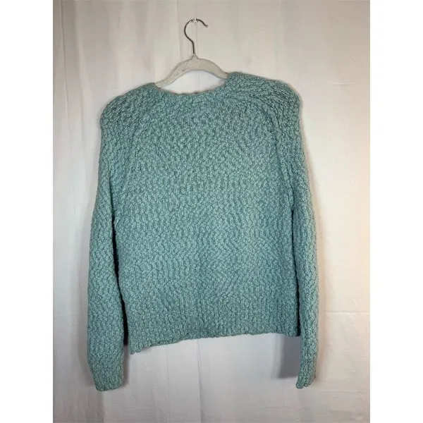 Yes Lola Sweater Womens Size M Blue Green Chunky Knit Crewneck Pullover - Image 10