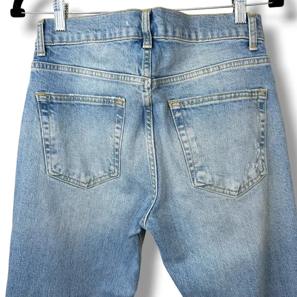 Zara Light Wash Distressed Denim Button Fly Mid-Rise Straight Leg Jeans Size 30 - Image 5