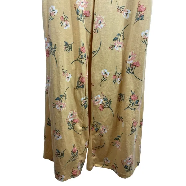 No Boundaries Yellow Floral Smocked Tie Front Back Cut Out Summer Jumpsuit L NWT - Image 4