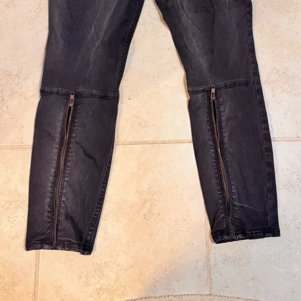 Free‎ People Black Straight Leg Jeans W30 Moto Ankle Zip Stretch Denim - Image 8