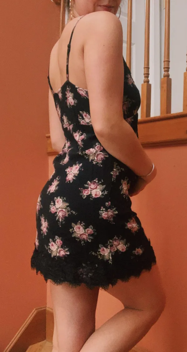 American Eagle Black And Pink Floral Dress - Image 4