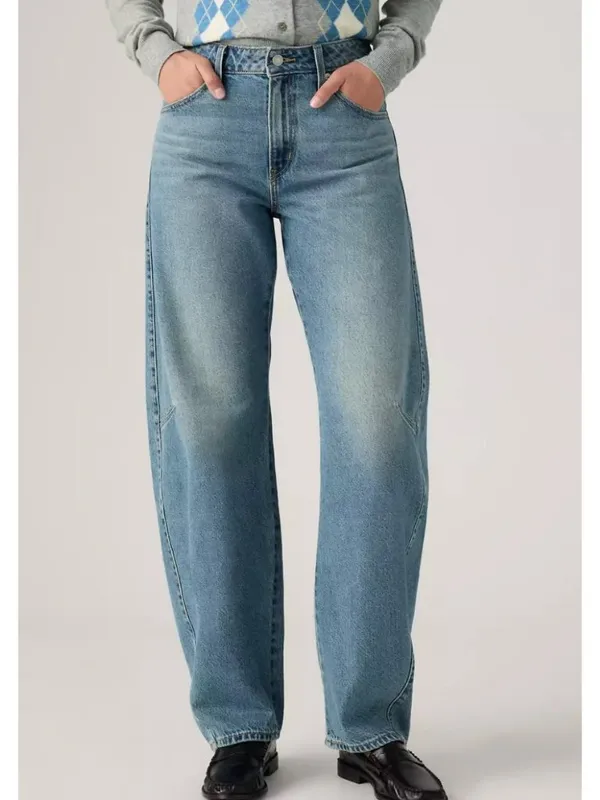 New Levi's Premium 27x32 Baggy Dad Barrel Women's Jeans Easy Days Medium Wash - Image 4