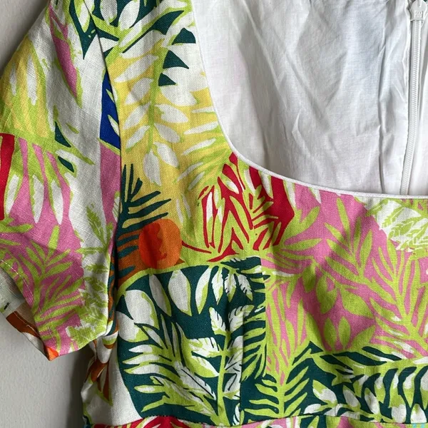 STAUD Sandra Linen Mini Dress Capri Tree - Image 12