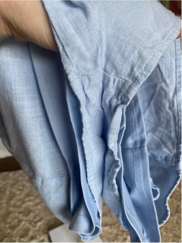 Altar’d State Blue Linen Blend Bow‎ Front Romper Coquette Quiet Luxury Romantic - Image 6