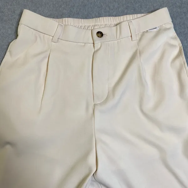 Manfinity UrbanChill Wide Leg‎ Women Large Cream Pleated Side Stripe Flaw GUC - Image 3