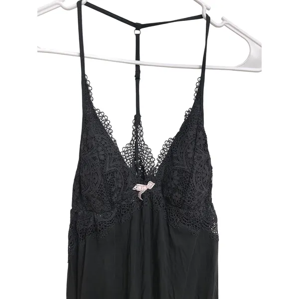 Victorias Secret Y2K Black Lace Babydoll Chemise Nightgown Slip Dress Size M - Image 2