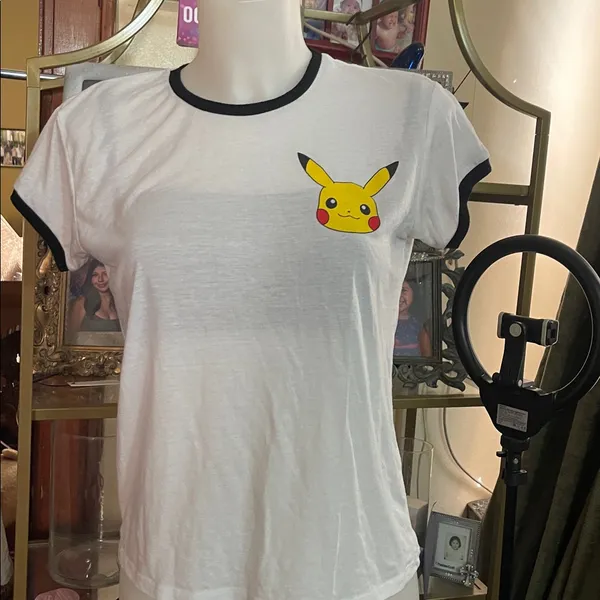 Mighty Fine Juniors Pokemon Pikachu Face White Shirt Large - Image 2