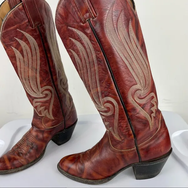 Tony Lama Gold Label Womens Western Cowgirl Boots Red Leather Sz 5 B - Image 7
