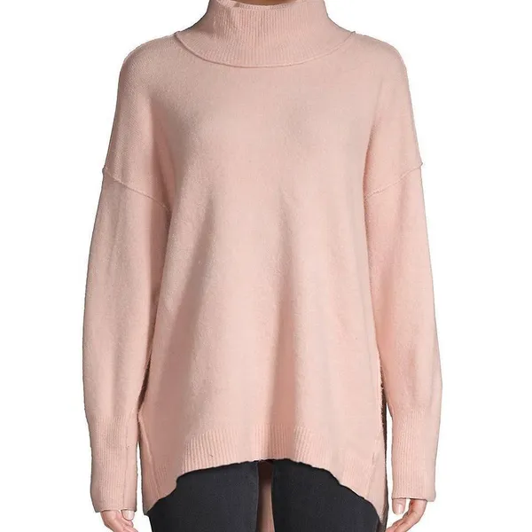 Free People Women's Afterglow Mock Neck Sweater Turtleneck Pullover‎ Pink Knit - Image 2