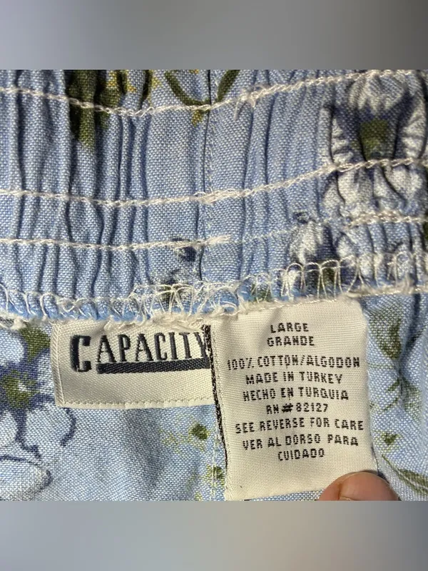 Vintage Women’s Light Blue Floral Drawstring With Metal Aglets Bermudas Shorts - Image 5