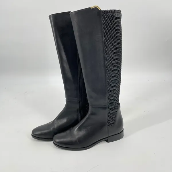 Cole Haan Black‎ Leather Knee High Riding Boots Women's Size 6B Equestrian - Image 2
