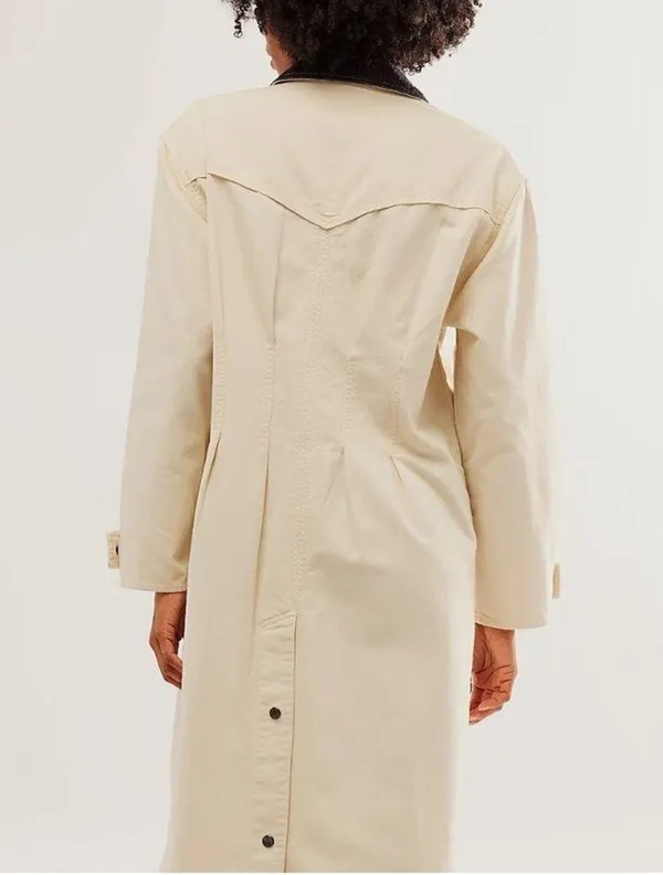 Free people Hunter Longline Duster Trench Coat in pastry cream Size S - Image 5