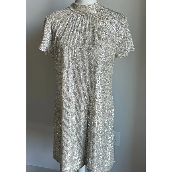 CeCe By Anthropologie Cocktail Mini Sequin Dress New Years Bow Tie Size M - Image 3