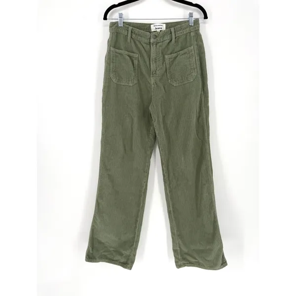 Reformation Alyssa High Rise Wide Leg Corduroy Pants Green 27‎ Organic Cotton - Image 2