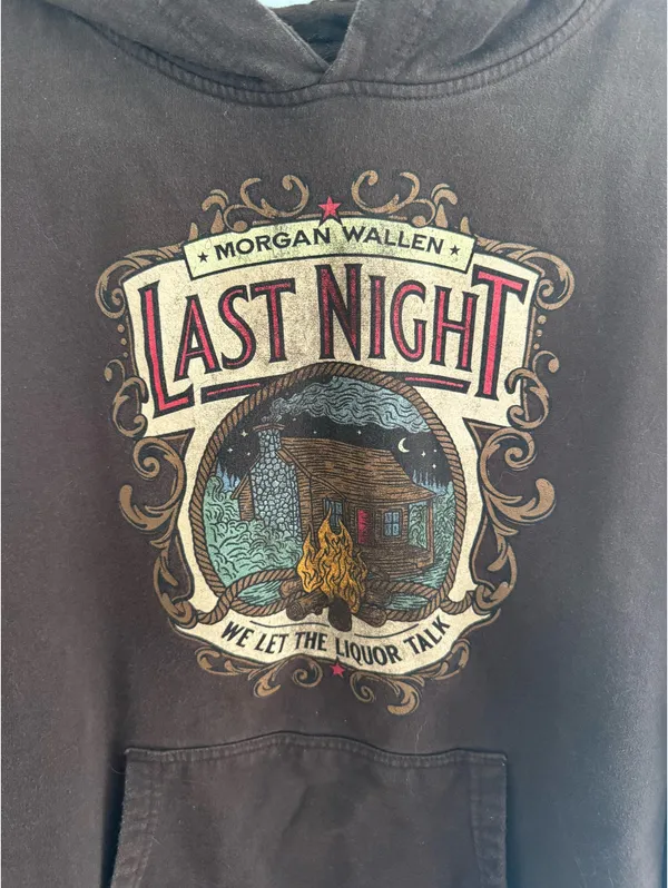 Morgan Wallen Last Night Hoodie Brown Size XL - Image 2