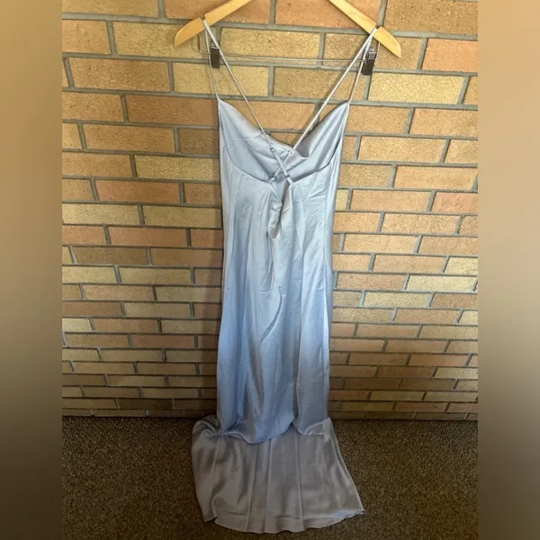 NWT Show Me Your MuMu Tuscany Maxi Slip Dress in Silver Luxe Satin - Size Medium - Image 4