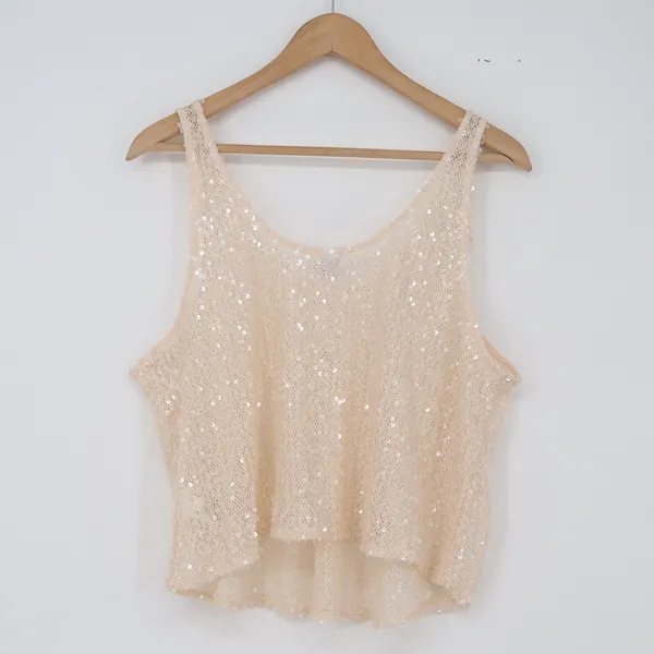 Old Navy Tank Top Womens XL Peach Sequin Mesh Sleeveless NEW - Image 6