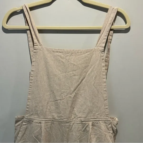Oak‎ + Fort Lagenlook Neutral Relaxed Fit Wide Leg Striped Jumpsuit Overalls Sm - Image 5
