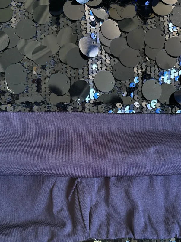 EUC MESHKI Sequined Mini Skirt Midnight Blue Size Small - Image 6