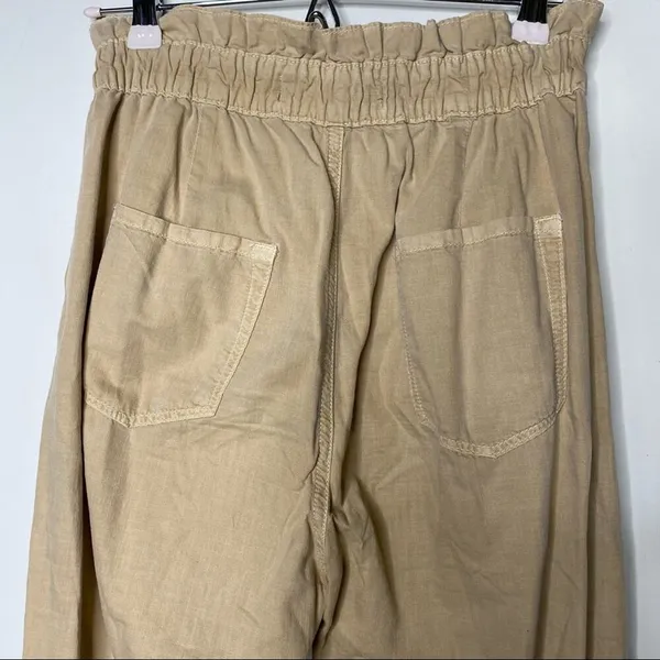 Zara Baggy Buttoned Tan Paperbag Trousers Pants Cotton Size 2 - Image 5