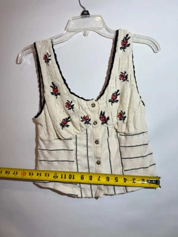 Free People Rose Bud Knit Top Cotton Blend Long Sleeve Size M - Image 6