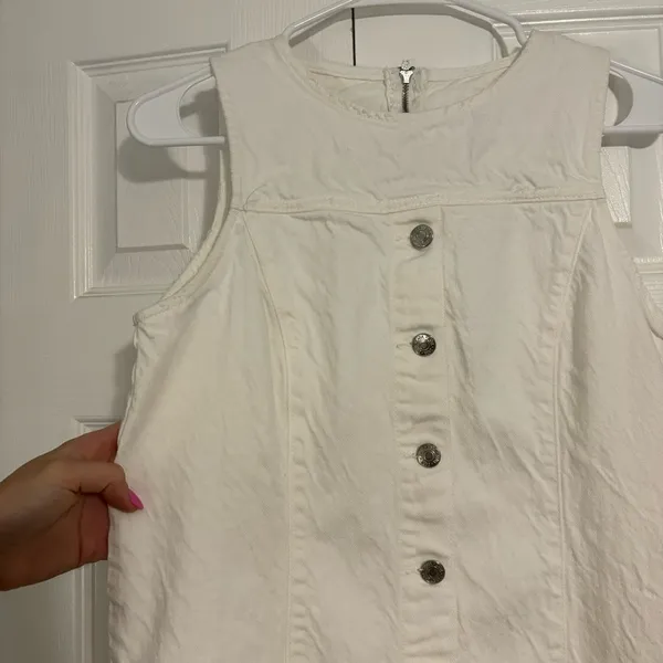 ZARA White Denim Midi Dress - Image 5