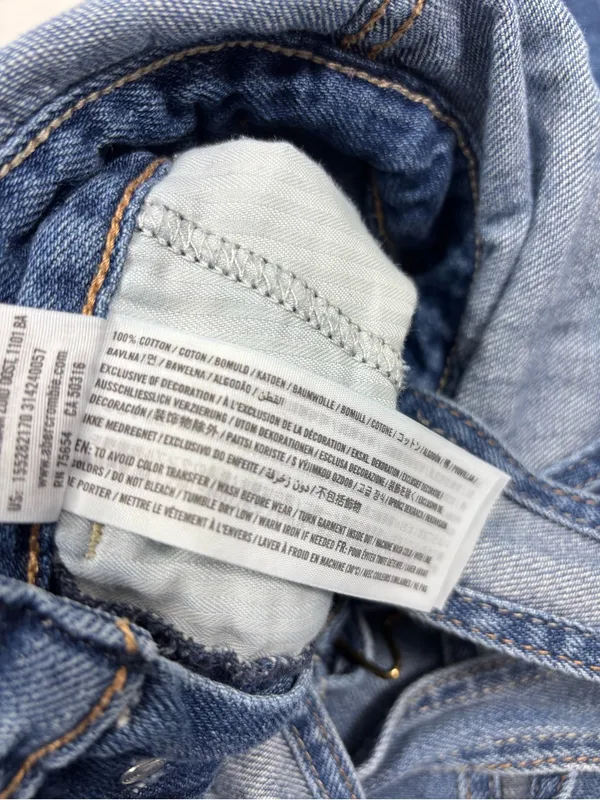Abercrombie & Fitch Distressed Light Blue Denim Overalls Size XS - Image 8