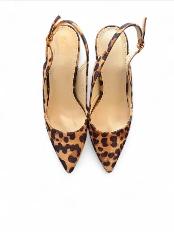 Leopard Print Kitten Heels Brown Size 7 - Image 3