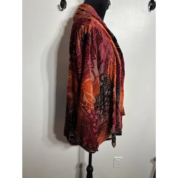 Notations Burnout Velvet Shirt Jacket Lightweight Open Front Size Large NEW Whimsy Goth - Image 3