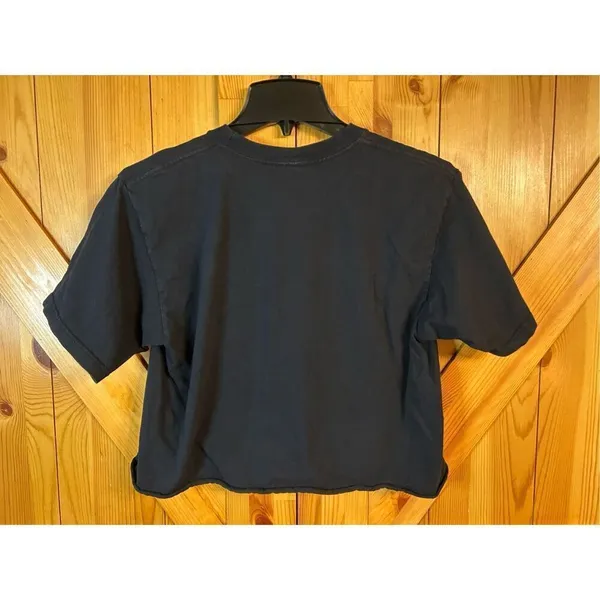 AC/DC Crop Top Medium Black Short Sleeve FOR THOSE ABOUT TO ROCK Graphic (8382) - Image 4