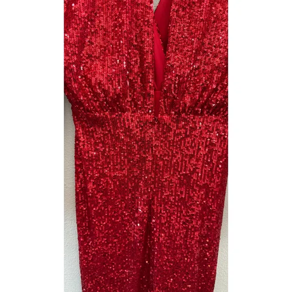 NWOT Alexia Admor Silena Surplice Midi Dress Red Sequin V-Neck Womens Size XS - Image 8