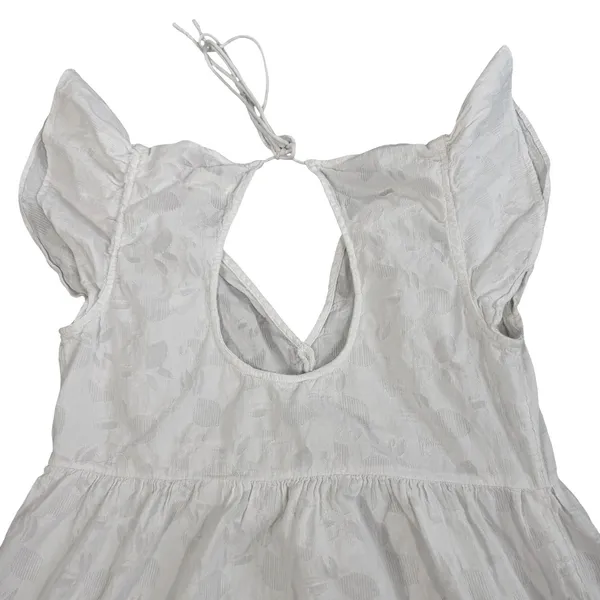 Maeve Anthropologie Womens M White Floral Jacquard Open Back Tie Peplum Blouse - Image 6