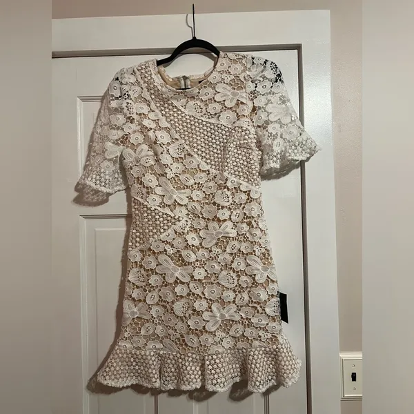 #131 Lulus • My Dearest White Lace • Short Sleeve Mini Dress Nwt - Image 6