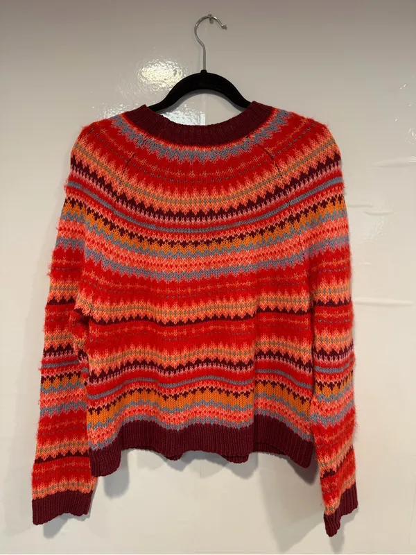 Red Multi-Pattern NWT American Eagle Fair Isle Crewneck‎ Sweater - Image 3