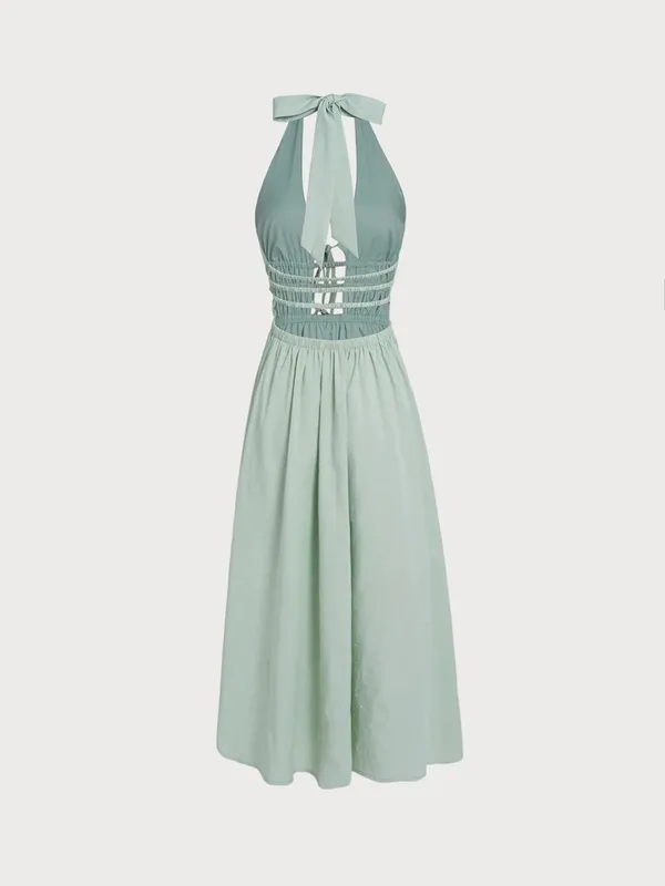 Berlook Light Green Cutout Halter Maxi Beach Dress - Image 7