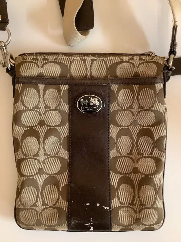 Coach Khaki Legacy Signature Stripe Swingpack Crossbody Bag W/Hang Tag, Dust Bag - Image 2