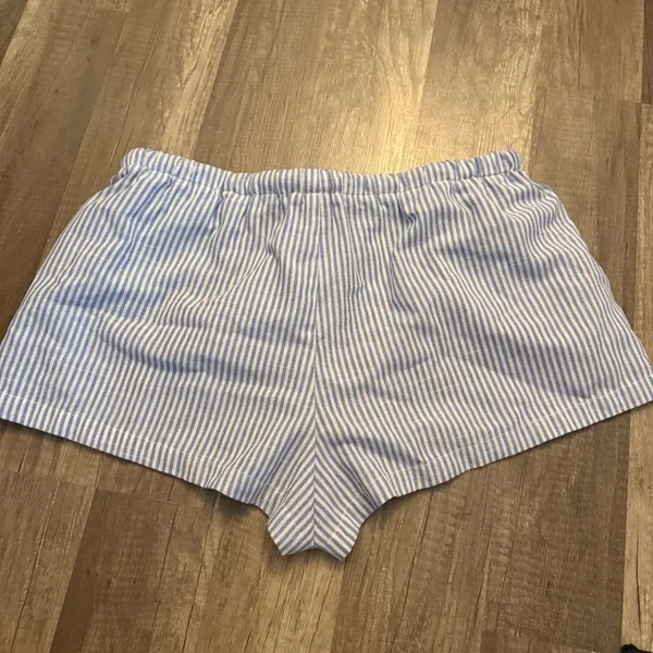 SHEIN Blue & White Striped Boxer Lounge Shorts - Image 2