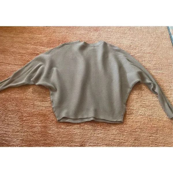 Batwing Philosophy Womens sweater Zip Sleeves Cozy fawn color Size XS - Image 8