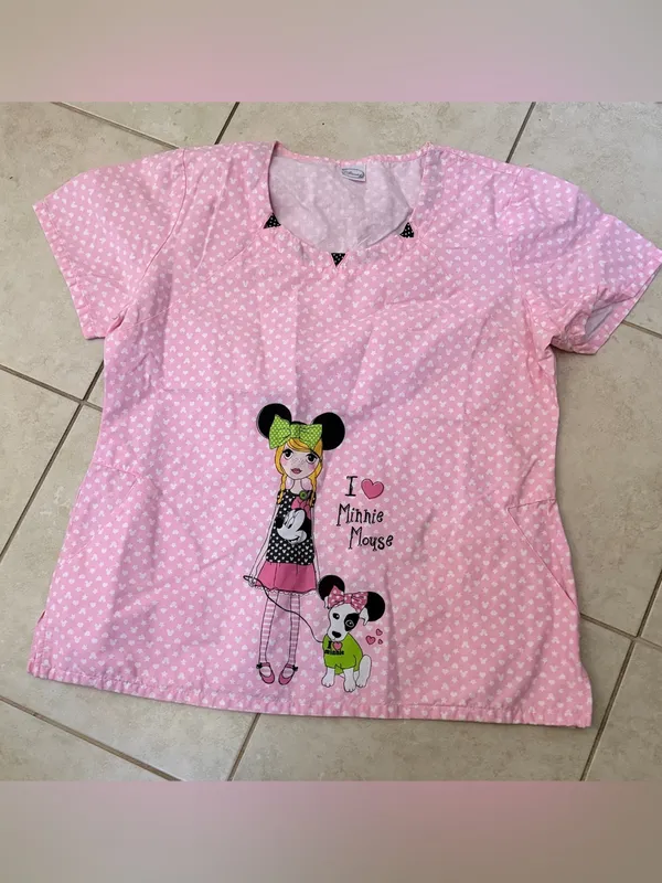 Disney Pink Minnie Mouse Heart-Print Short Sleeve Pajama Top - Image 2