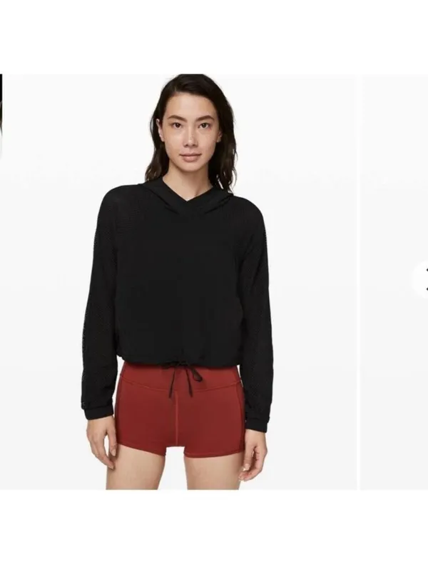 Lululemon Catch a Breeze Hooded Pullover Mesh Sleeves Black Women’s XS LW3BYWS - Image 2
